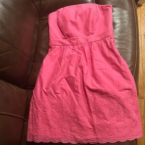 Vineyard Vines Pink Embroidered Strapless Mini Dress